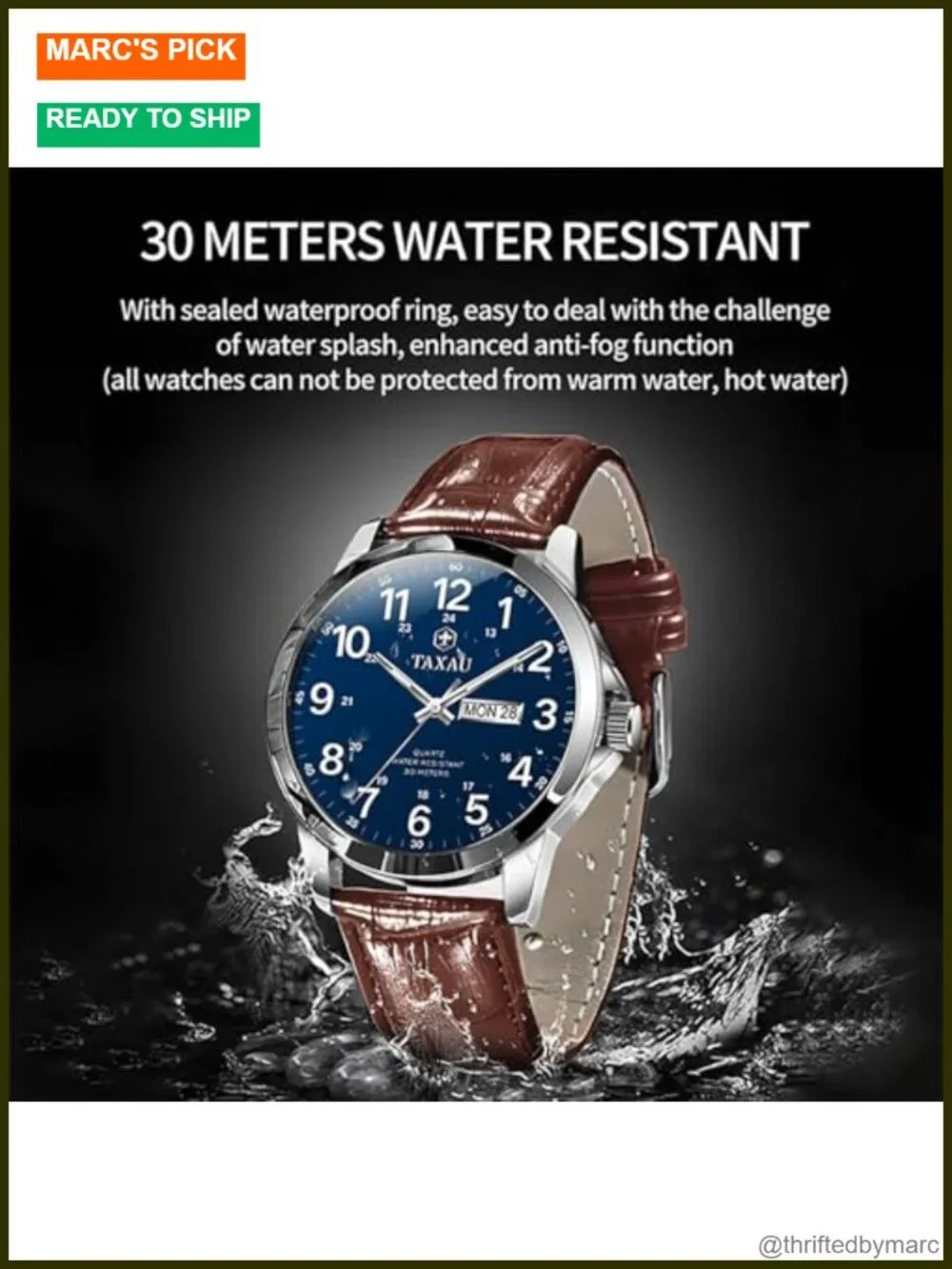 Men's Dress Watch Analog Leather Day Date Arabic Numerals Casual Fashion Wrist